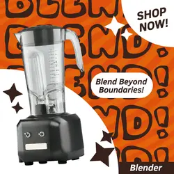 E-Commerce Product Display Blender Orange Graphic