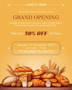 Food Bakery Shop Grand Opening Instagram Portrait