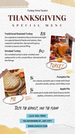 Thanksgiving Special Menu Instagram Story