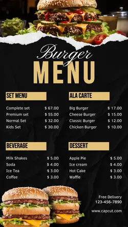 Food & Beverage Burger Menu Restaurant