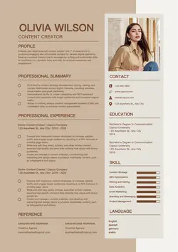 Business Content Creator Resume Modern Navy