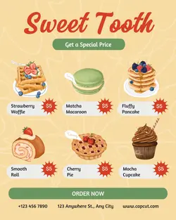 Food Sweet Tooth Desert Menu