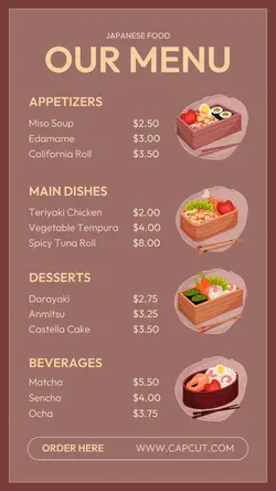 Japanese Food Menu Instagram Story