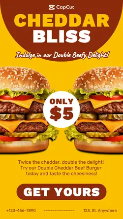 Food Double Cheddar Burger Promotion Instagram Story