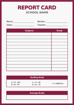 Non marketing Report card Minimalist