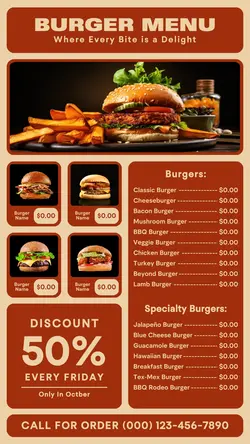 delicious burger menu instagram story