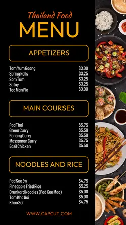 Food & Beverages Thailand Food Menu