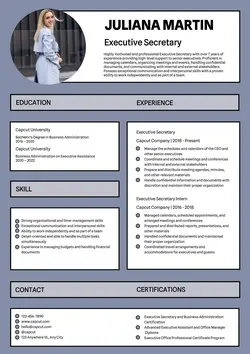 Business Resume Executive Secretary