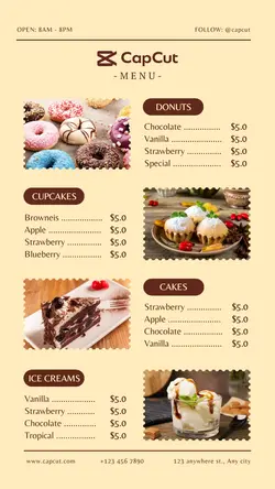 Sweet Shop Menu Instagram Story