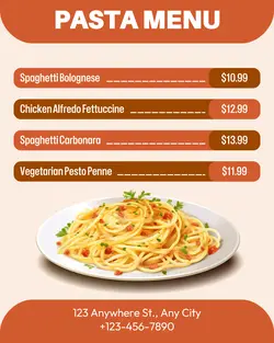 Pasta Food Menu Instagram Portrait