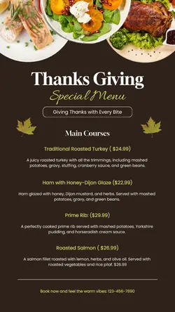 Thanksgiving Special Menu Instagram Story