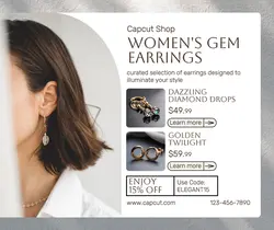 Fashion Industry Woman's Earing Product Display Facebook Post