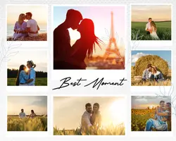 Non-marketing, Photo Collage, eight photos in one vintage themed frame