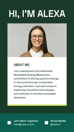Dark Green Modern About Me Instagram Story