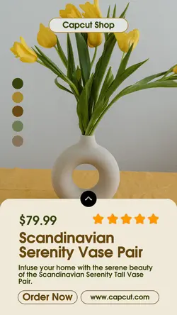 Interior Flower Vas Nordic Product Display Instagram Story