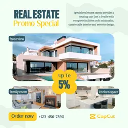 Special Promo Real Estate Round Minimalist Style Young Blue