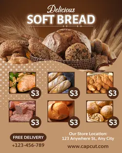 Delicious soft bread brown product display instagram post potrait