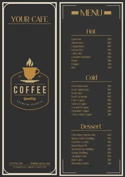 Simple menu cafe  template