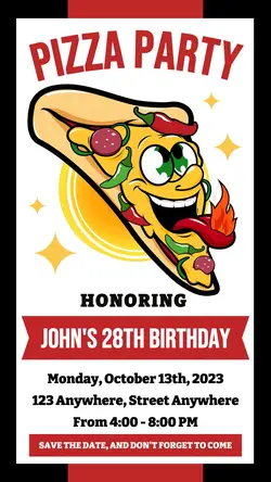 Pizza Birthday Party Instagram Stories