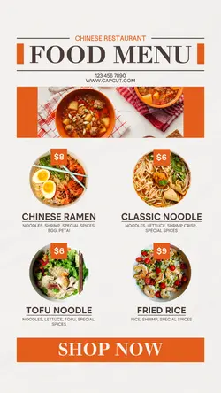 Chinese Food Menu Instagram Story Post