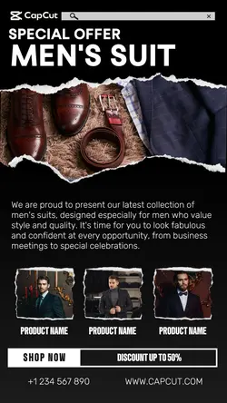 Men's Suit Promotion For Instagram Story