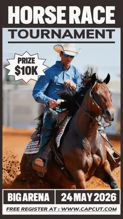 Sport Horse Race Tournament Promotion Instagram Story Brown Flat Modern