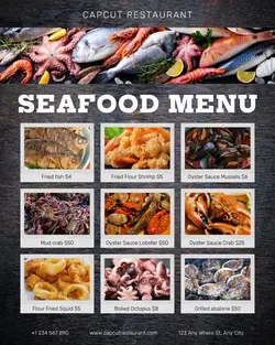 Seafood Menu Display Instagram Portrait