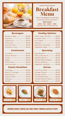 delicious breakfast menu instagram story