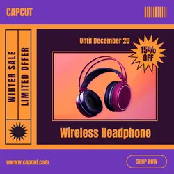 Electronics Headphone Winter Sale Instagram Post Yellow Violet Retro