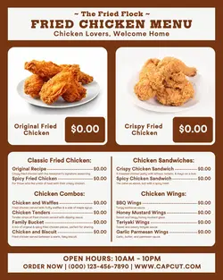 fried chicken menu instagram post