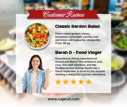 Customer review food card Facebook post