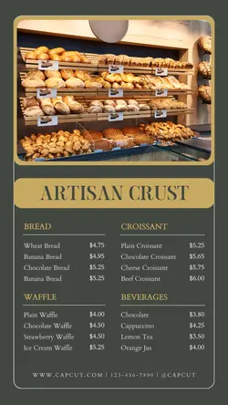 Food Bakery Menu Instagram Story Orange Minimalist