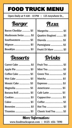 Food Truck Menu Instagram Story