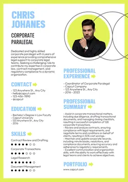 Business Corporate Paralegal Specialist Resume