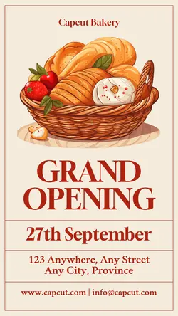 Food Grand Opening Bakery Shop Instagram Story