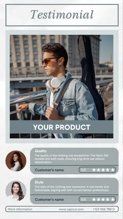 Testimonials on sales of fashion denim jackets for business needs in the form of Instagram Stories
