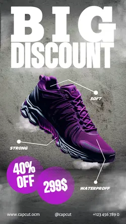 Massive promotion of sports shoes for elegant Instagram stories