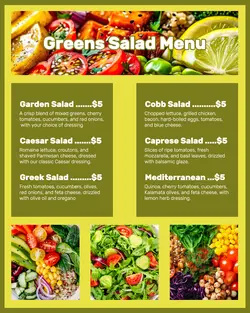 Green Salad Menu