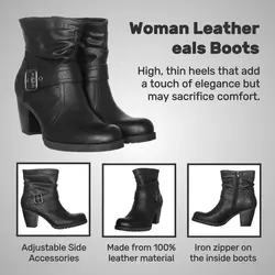E-commerce Product Callout Woman Leather Boots