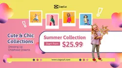 Kids Fashion Industry For Girl Youtube Thumbnail New Summer Collection Promotion