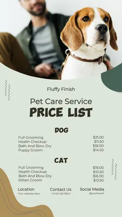 Pet Care Pricelist Promotion Instagram Story