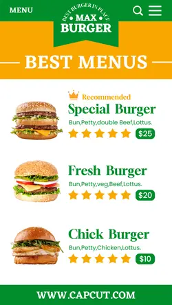 Food Burger Menu