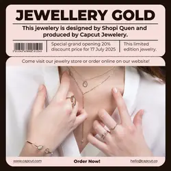 Cream Black Minimalist Jewellery Gold Product Display Instagram Post