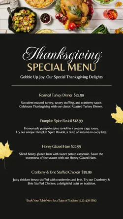 Thanksgiving Special Menu Instagram Story
