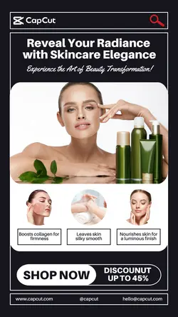 Beauty and Personal care Product Display Reveal Your Radiance with Skincare Elegance Instagram Story
