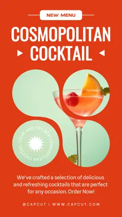 Red Modern New Cocktail Menu Instagram Story