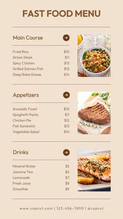 Fast Food Menu Instagram Story