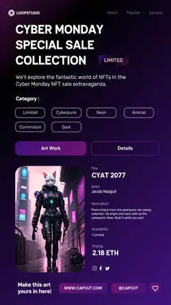 Cyber Monday Limited NFT Art Display Instagram