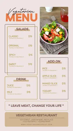 Food and Beverage Menu Restaurant