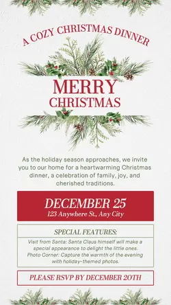 Christmas Invitation Dinner party Instagram Story